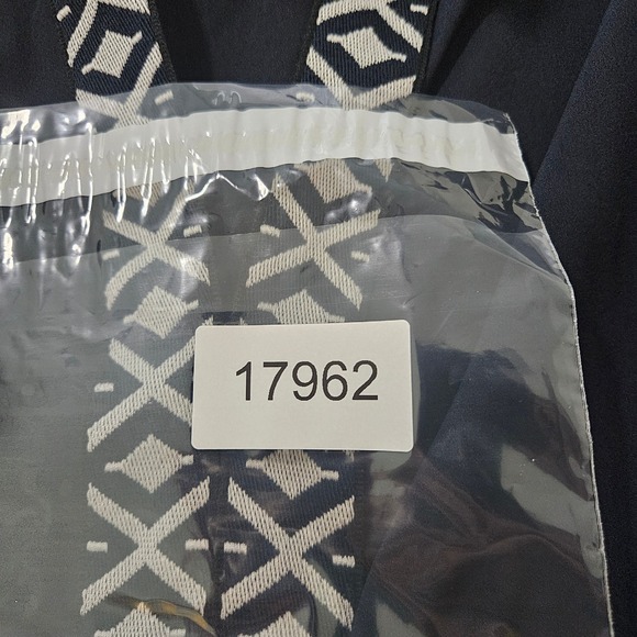 Tory Burch Navy Blue Geometric Embroidered Tunic Top Size 10 Polyester - Picture 12 of 12